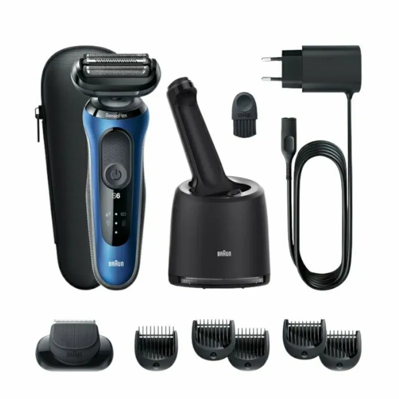 ماشین اصلاح موی صورت براون مدل 61B7500cc سری 6 فویلی، باتری قابل شارژ، استفاده مرطوب و خشک، فناوری AutoSense، ضد آب، شارژ سریع، نمایش وضعیت باتری، طراحی ارگونومیک و تیغه استیل پیشرفته - تصویر 3