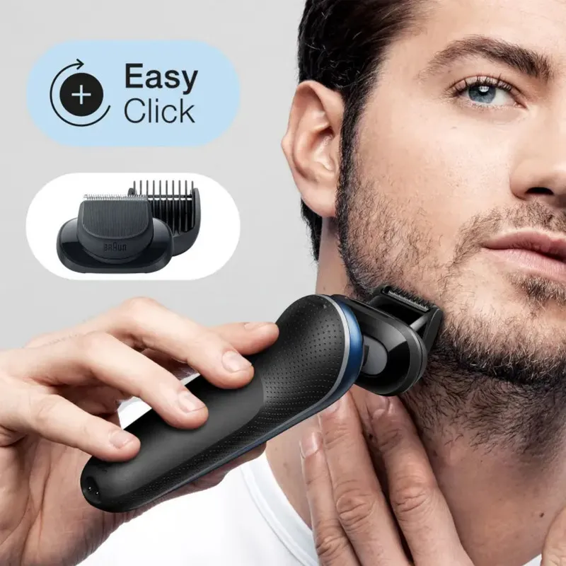 ماشین اصلاح موی صورت براون مدل 61B7500cc سری 6 فویلی، باتری قابل شارژ، استفاده مرطوب و خشک، فناوری AutoSense، ضد آب، شارژ سریع، نمایش وضعیت باتری، طراحی ارگونومیک و تیغه استیل پیشرفته - تصویر 5