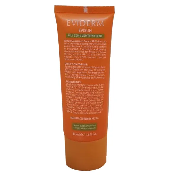 کرم ضد آفتاب رنگی اویدرم SPF50 مدل Evisun مناسب پوست های چرب حجم 40 میلی لیتر - تصویر 2