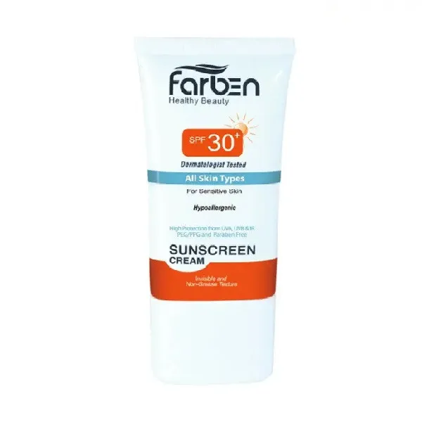کرم ضد آفتاب بدون رنگ فاربن SPF 30 مدل Hypoallergenic مناسب انواع پوست حجم 50 میلیلیتر - تصویر 2
