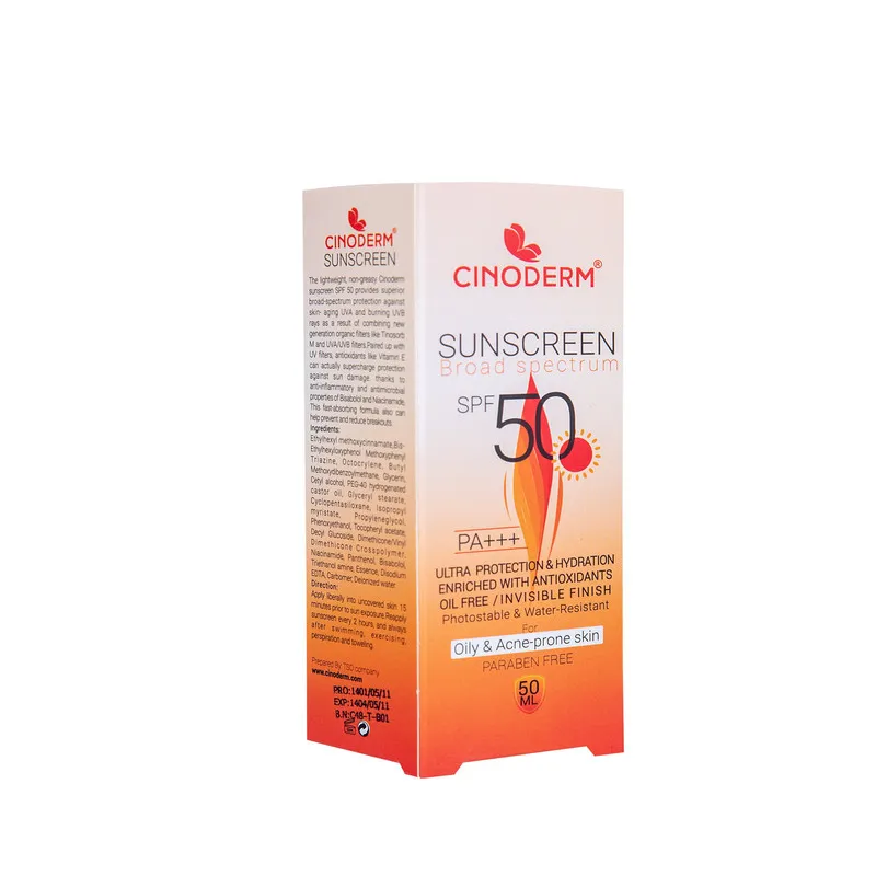 کرم ضدآفتاب بی رنگ سینودرم SPF50 مدل 02 مناسب پوست چرب حجم 50میلی لیتر - تصویر 2