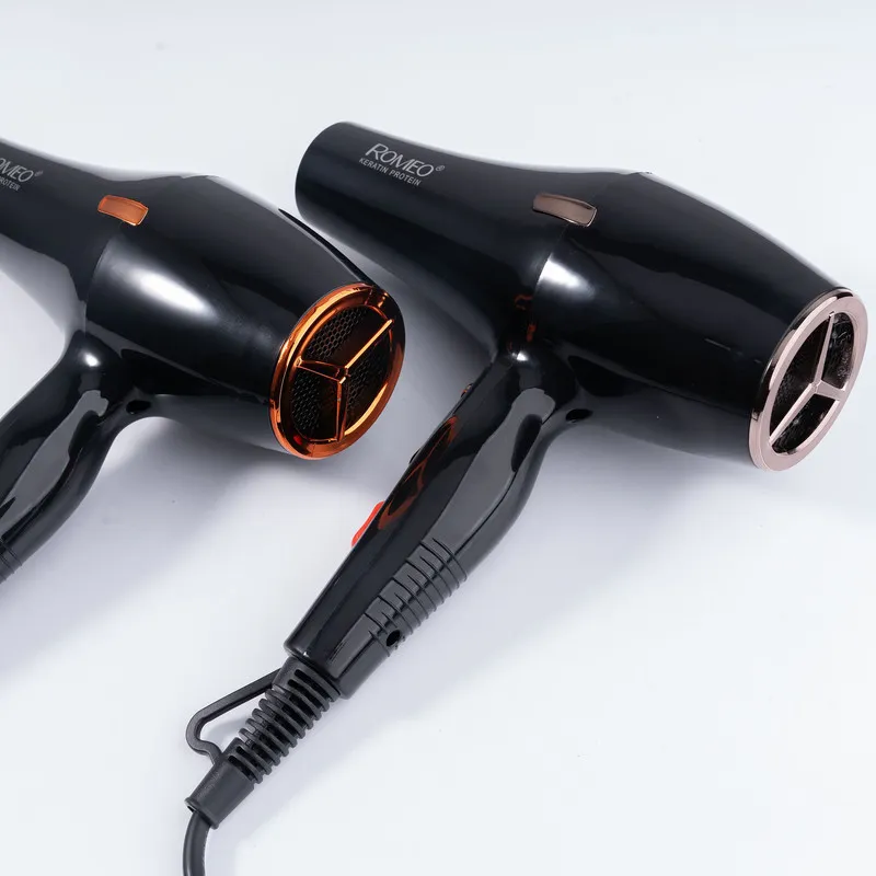 سشوار حرفه‌ای 2400 وات رومئو مدل RM-5757، موتور AC، وزن 500 گرم، المنت فلز، دارای سری متمرکز‌کننده باریک با ویژگی صاف‌کنندگی، حجم‌دهندگی، با قابلیت تنظیم دما - تصویر 6