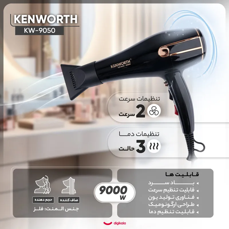 سشوار حرفه ای کنورث مدل KW-9050 - تصویر 4