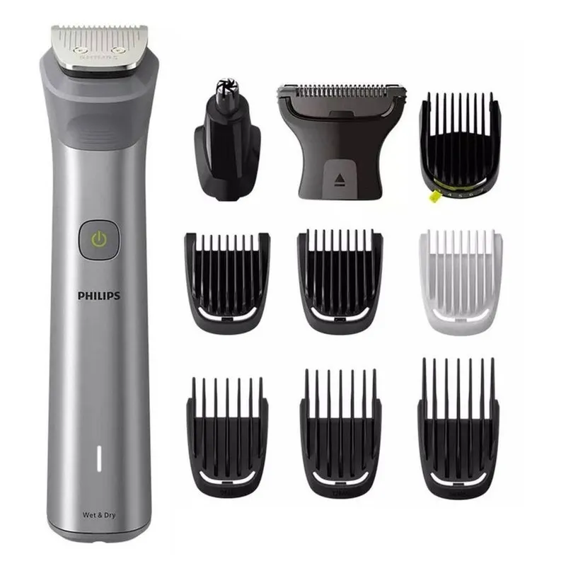 ماشین اصلاح موی سر و صورت فیلیپس مدل MG5930 با تیغه استیل خودتیزشونده، ضد آب، باتری قابل شارژ با 120 دقیقه زمان استفاده، تکنولوژی تنظیم سرعت هوشمند، سری اصلاح بدن و موزن گوش و بینی