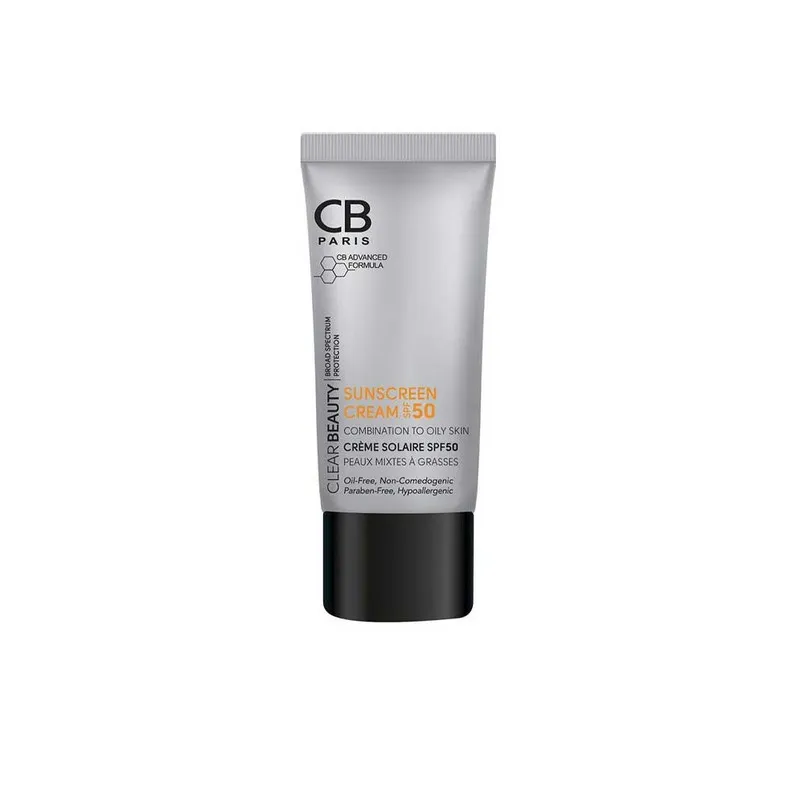 کرم ضد آفتاب بدون رنگ سی بی پاریس SPf 50 مدل CO مناسب پوست های چرب حجم 40 میلی لیتر - تصویر 2