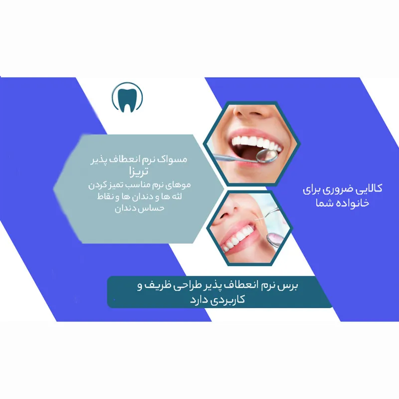 مسواک تریزا مدل فلکسیبل با برس متوسط بسته 2 عددی - تصویر 4