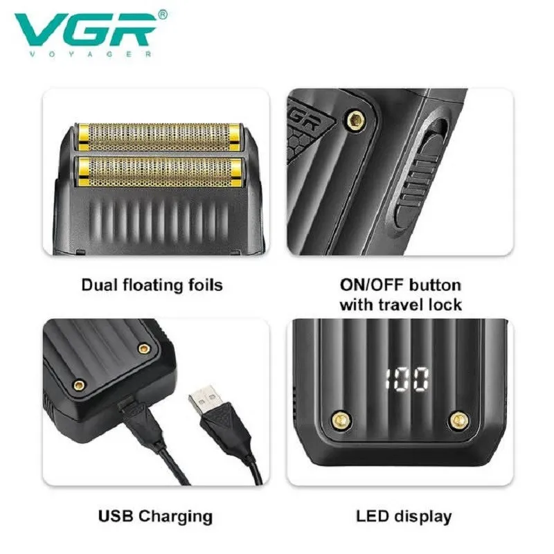 ست ماشین اصلاح موی صورت و بدن وی جی ار مدل v-363 - تصویر 3