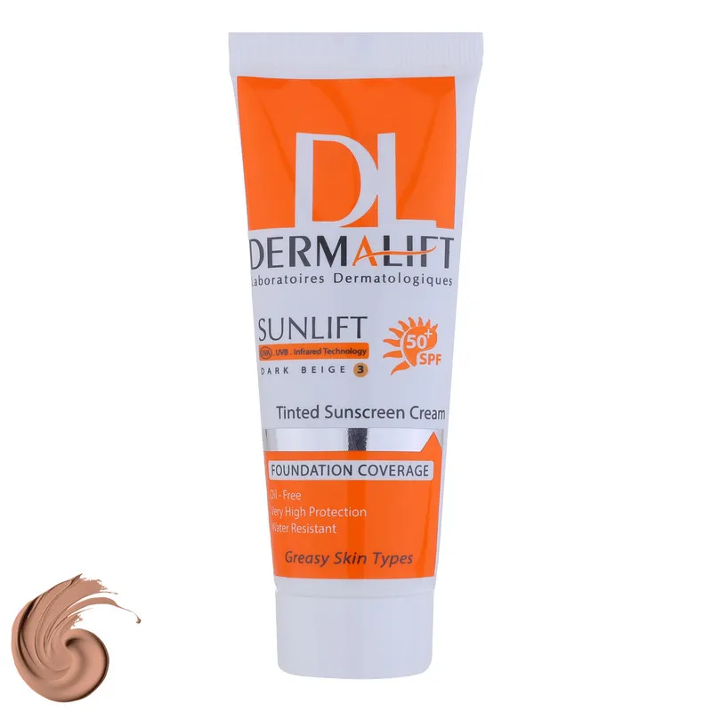 کرم ضد آفتاب رنگی درمالیفت مدل سانلیفت SPF 50 حاوی محافظ UVA و UVB، ضد آب، ضد پیری، ضد جوش و آکنه، مناسب پوست‌ چرب حجم 40 میلی‌لیتر ‌ - تصویر 2