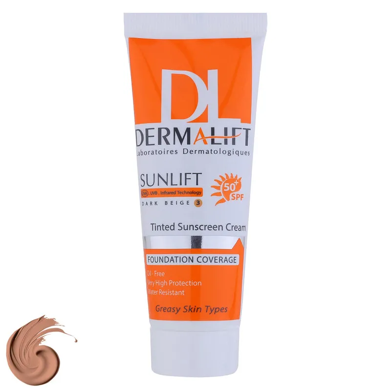 کرم ضد آفتاب رنگی درمالیفت مدل سانلیفت SPF 50 حاوی محافظ UVA و UVB، ضد آب، ضد پیری، ضد جوش و آکنه، مناسب پوست‌ چرب حجم 40 میلی‌لیتر ‌ - تصویر 3