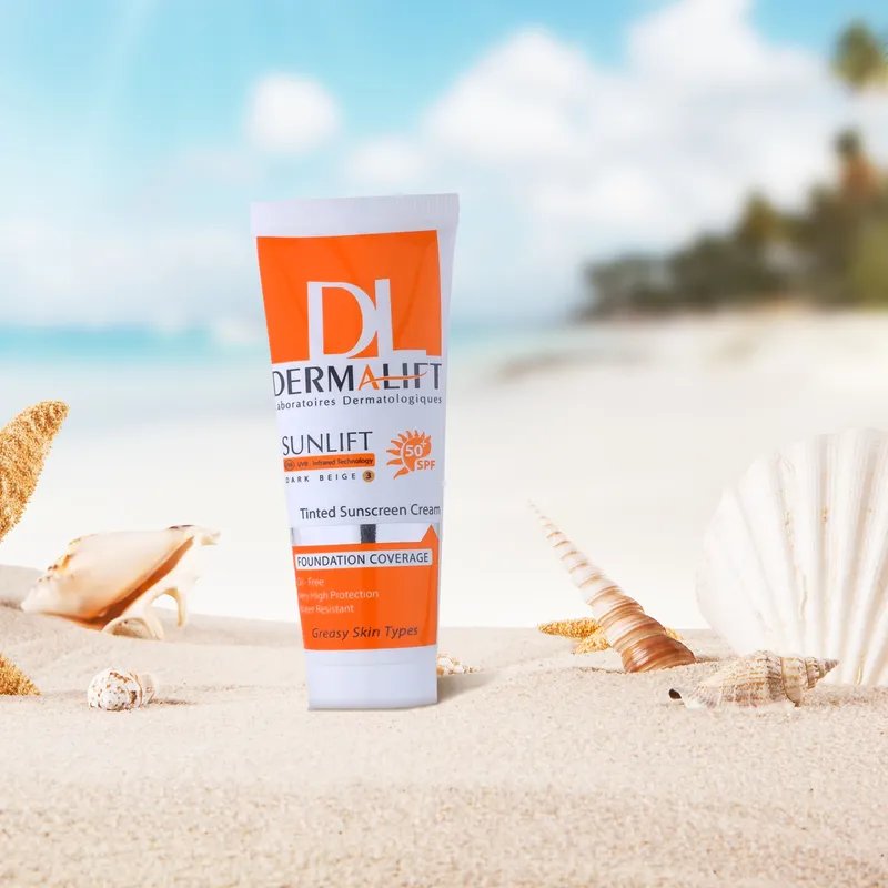 کرم ضد آفتاب رنگی درمالیفت مدل سانلیفت SPF 50 حاوی محافظ UVA و UVB، ضد آب، ضد پیری، ضد جوش و آکنه، مناسب پوست‌ چرب حجم 40 میلی‌لیتر ‌ - تصویر 4