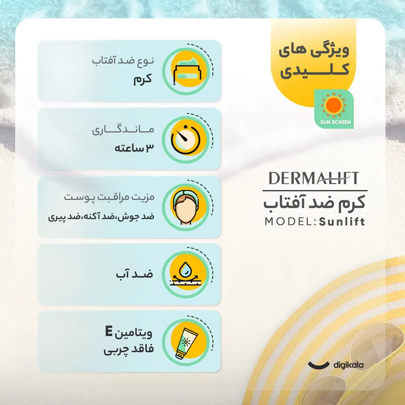کرم ضد آفتاب رنگی درمالیفت مدل سانلیفت SPF 50 حاوی محافظ UVA و UVB، ضد آب، ضد پیری، ضد جوش و آکنه، مناسب پوست‌ چرب حجم 40 میلی‌لیتر ‌ - تصویر 5