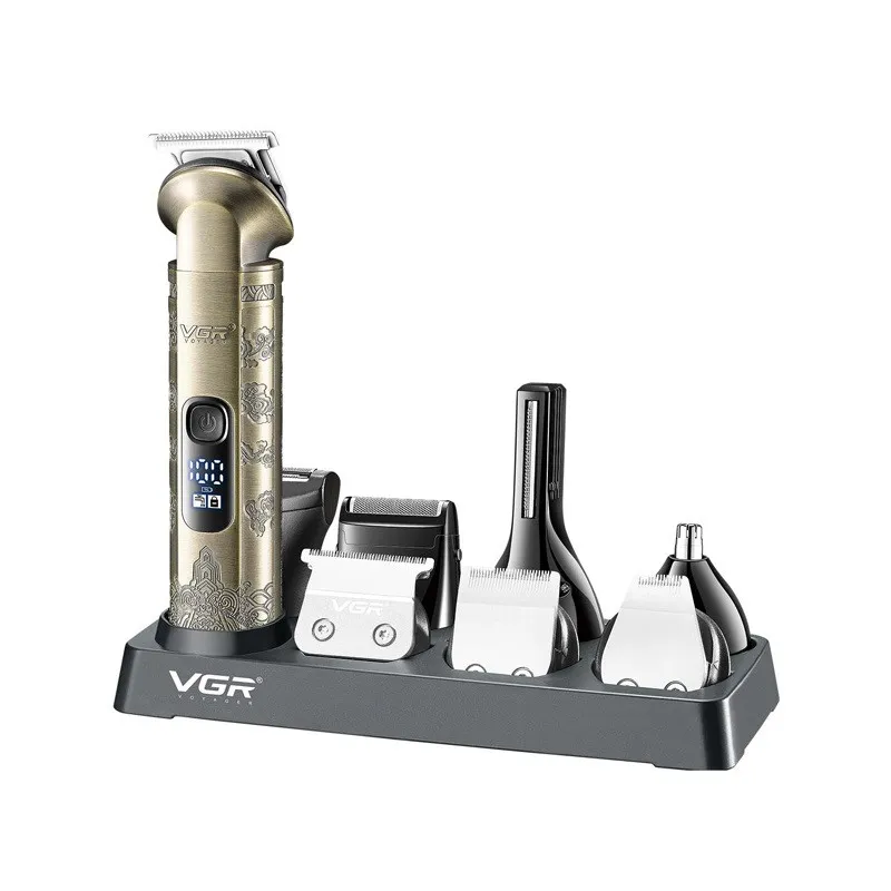 ست ماشین اصلاح موی صورت و بدن وی جی آر مدل V-110 با تیغه استیل ضد زنگ، قابلیت اصلاح صفر، 10 عدد شانه متنوع، نمایشگر باتری، شارژ سریع، ضد آب و استفاده 180 دقیقه پس از شارژ - تصویر 2