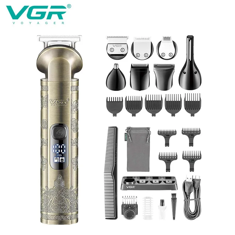 ست ماشین اصلاح موی صورت و بدن وی جی آر مدل V-110 با تیغه استیل ضد زنگ، قابلیت اصلاح صفر، 10 عدد شانه متنوع، نمایشگر باتری، شارژ سریع، ضد آب و استفاده 180 دقیقه پس از شارژ - تصویر 4