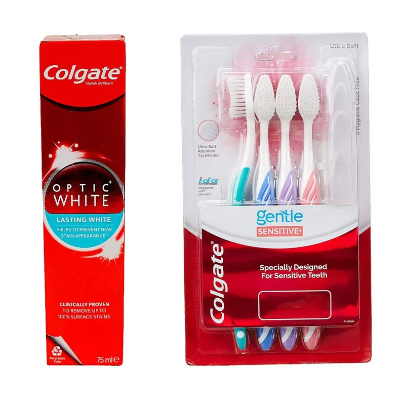 خمیر دندان کلگیت مدل Optic White حجم 75 میلی لیتربه همراه مسواک کلگیت مدل Gentle Sensetive با برس خیلی نرم مجموعه 4 عددی - تصویر 2