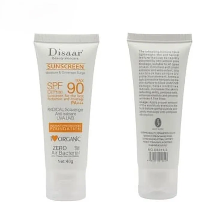 کرم ضد آفتاب بدون رنگ دیسار SPF 90 مدل no.ds313-2 مناسب پوست های چرب وزن 40 گرم - تصویر 2