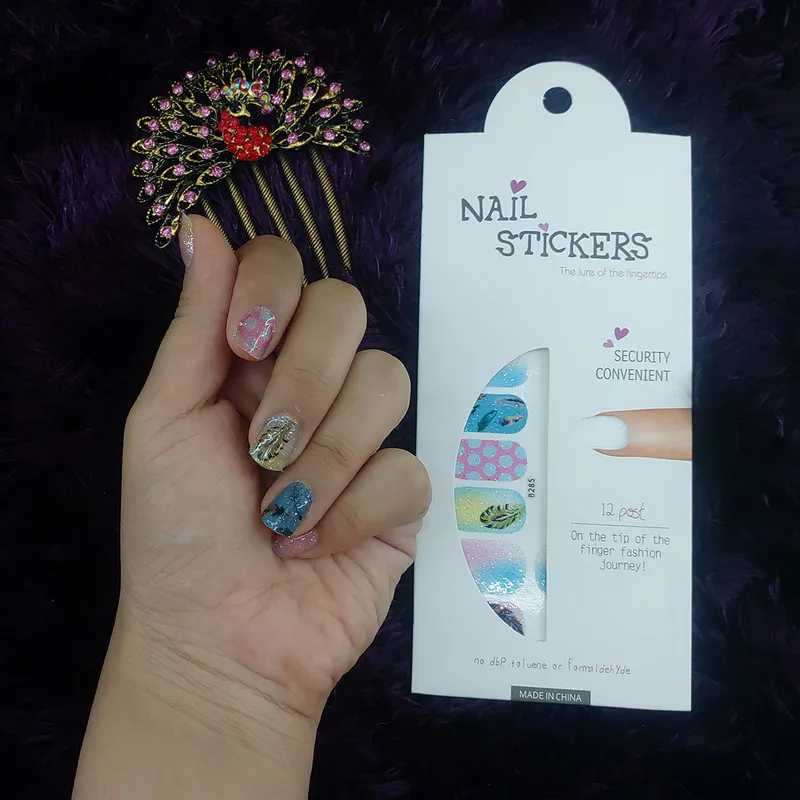استیکر طراحی ناخن مدل ژله ای طرح پر - تصویر 2
