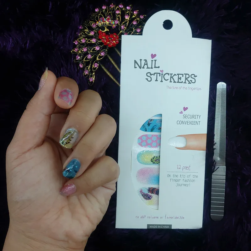 استیکر طراحی ناخن مدل ژله ای طرح پر - تصویر 5