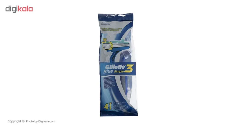 خودتراش مردانه ژیلت مدل Blue Simple 3 بسته 4 عددی - تصویر 2