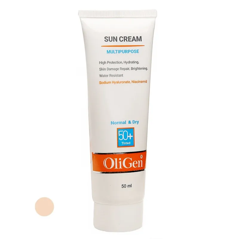 کرم ضد آفتاب رنگی الی ژن SPF 50 مدل L_T_D مناسب پوستهای معمولی و خشک حجم 50 میلیلیتر