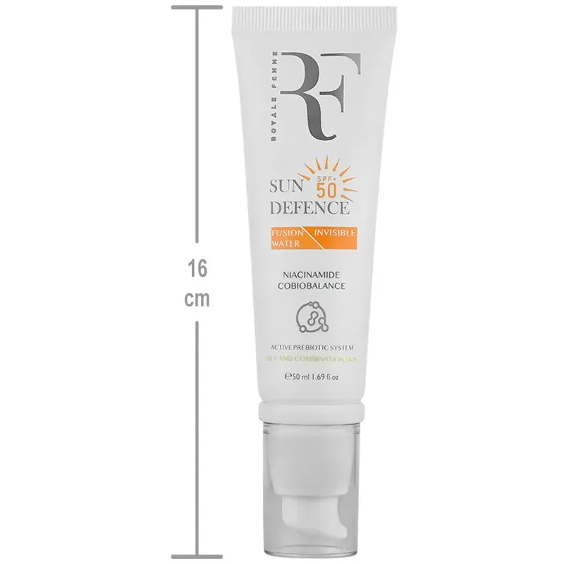 کرم ضد آفتاب بدون رنگ آر.اف رویال فم SPF50 مدل Fusion water مناسب برای پوست چرب و مختلط حجم 50 میلی لیتر - تصویر 3
