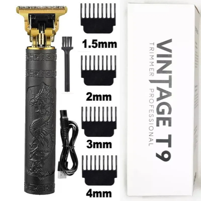 ماشین اصلاح موی سر و صورت مدل Vintage T9 Metalhead قابلیت تریم و خط زن، تیغه استیل ضد زنگ، باتری قابل شارژ با نمایش وضعیت باتری، مدت شارژ و استفاده 60 دقیقه، همراه 4 شانه اصلاح - تصویر 5