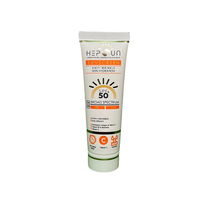 کرم ضد آفتاب بدون رنگ هپسان SPF 50 مدل فیوژن مناسب پوست های چرب حجم 50 میلی لیتر