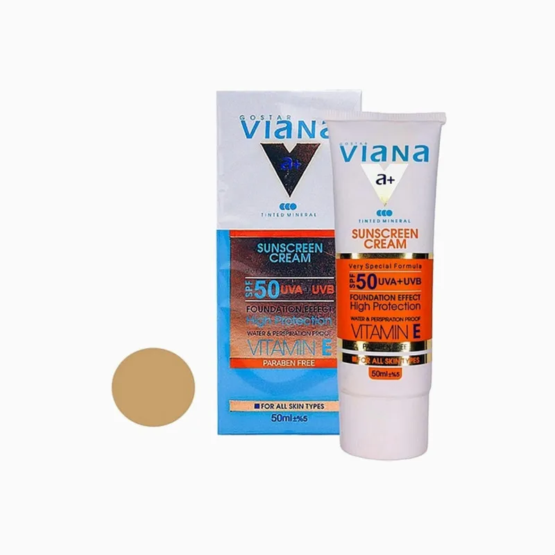 کرم ضد آفتاب رنگی ویانا SPF50 شماره 4 مناسب انواع پوست حجم 50 میلی لیتر