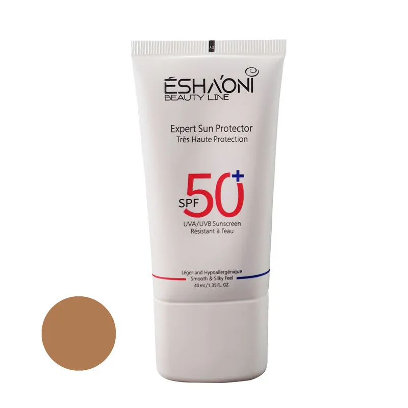 فلوئید ضد آفتاب رنگی اشااونی SPF50 مدل 02 مناسب پوست های چرب و آکنه دار حجم 40 میلیلیتر