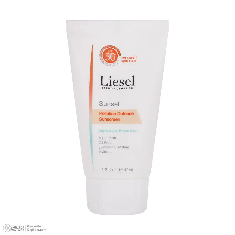 کرم ضد آفتاب بدون رنگ لایسل SPF 50 مدل Pollution Defense02 مناسب پوستهای چرب و آکنه ای حجم 40 میلیلیتر - تصویر 2