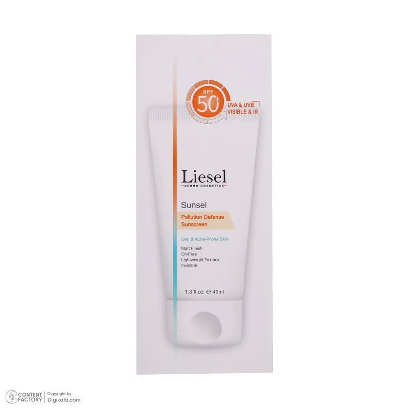کرم ضد آفتاب بدون رنگ لایسل SPF 50 مدل Pollution Defense02 مناسب پوستهای چرب و آکنه ای حجم 40 میلیلیتر - تصویر 5