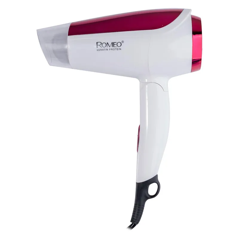 سشوار مسافرتی 1800 وات رومئو مدل RM-5959، موتور AC، وزن 350 گرم، المنت فلز، دارای سری متمرکزکننده پهن با ویژگی صافکنندگی، با قابلیت تنظیم دما - تصویر 3