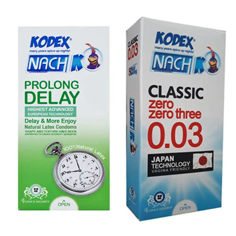 کاندوم ناچ کدکس مدل PROLONG DELAY بسته 12 عددی به همراه کاندوم ناچ کدکس مدل CLASSIC 0.03 بسته 12 عددی