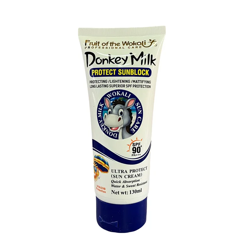 کرم ضد آفتاب بیرنگ صورت، گردن، بدن وکالی SPF 90 مدل شیر الاغ مناسب برای انواع پوست حجم 130 میلیلیتر