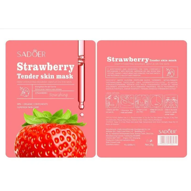 ماسک صورت سادور مدل توت فرنگی حجم 25 میلی لیتر - تصویر 3