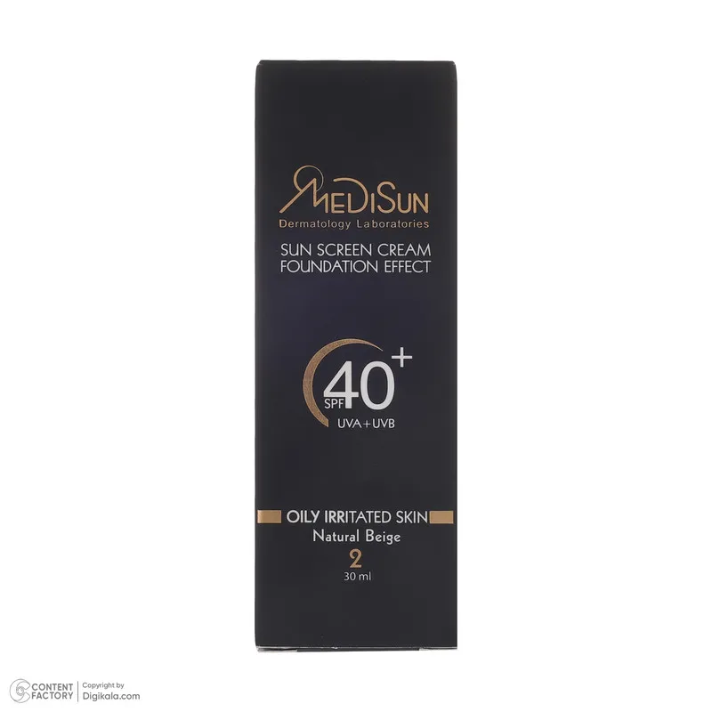کرم ضد آفتاب رنگی مدیسان SPF40 مدل 02 مناسب پوستهای چرب حجم 30 میلیلیتر - تصویر 2