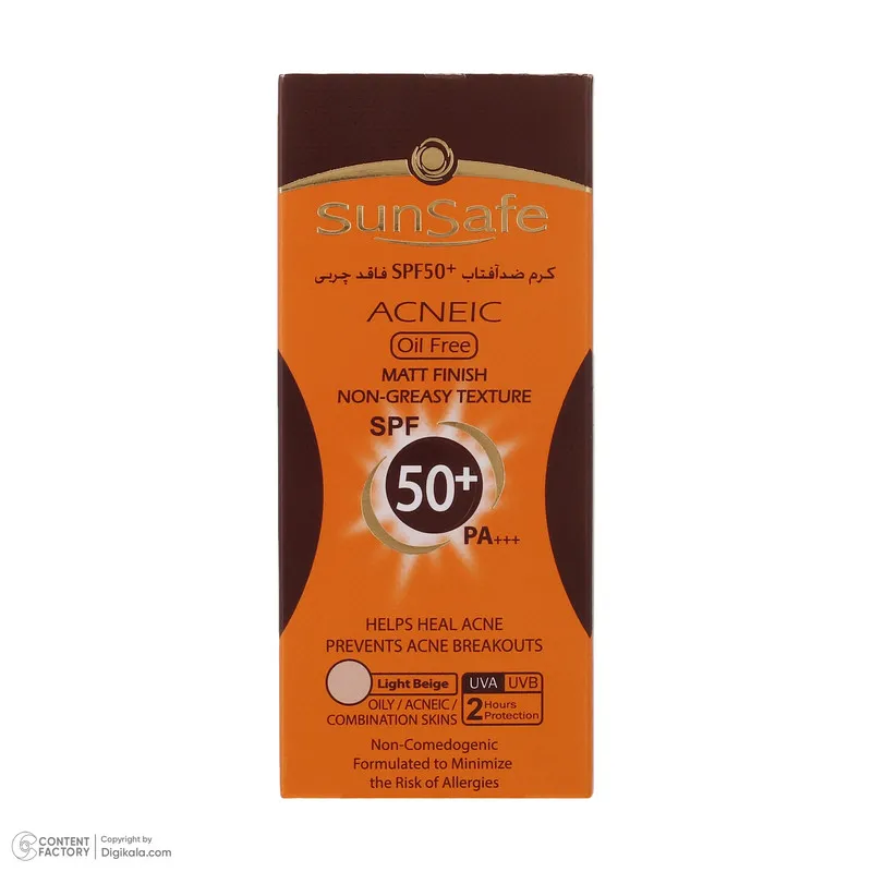 کرم ضد آفتاب رنگی سان سیف SPF 50 مدل ACNEIC-02 مناسب پوستهای چرب و آکنه ای حجم 50 میلی لیتر - تصویر 2