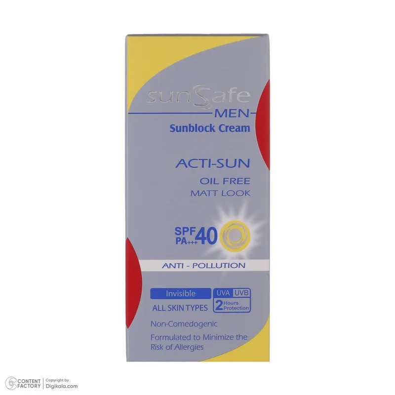 کرم ضد آفتاب بدون رنگ سان سیف SPF 40 مدل ACTI-SUN مناسب برای انواع پوست حجم 50 میلیلیتر - تصویر 3