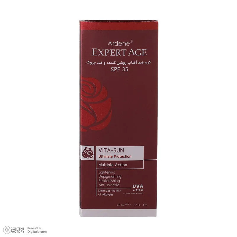 کرم ضد آفتاب بدون رنگ آردن اکسپرت ایج SPF 35 مدل VITA مناسب همه انواع پوست حجم 45 میلی‌لیتر - تصویر 2