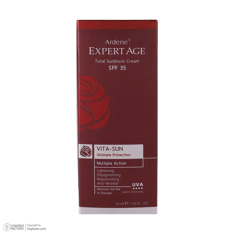 کرم ضد آفتاب بدون رنگ آردن اکسپرت ایج SPF 35 مدل VITA مناسب همه انواع پوست حجم 45 میلی‌لیتر - تصویر 3