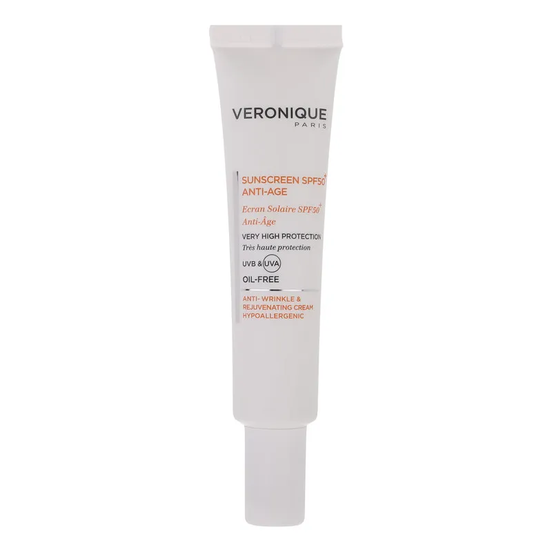 کرم ضد آفتاب بدون رنگ ورونیک SPF50 مدل Anti Age محافظ UVA ،UVB، مناسب پوست چرب حجم 40 میلیلیتر