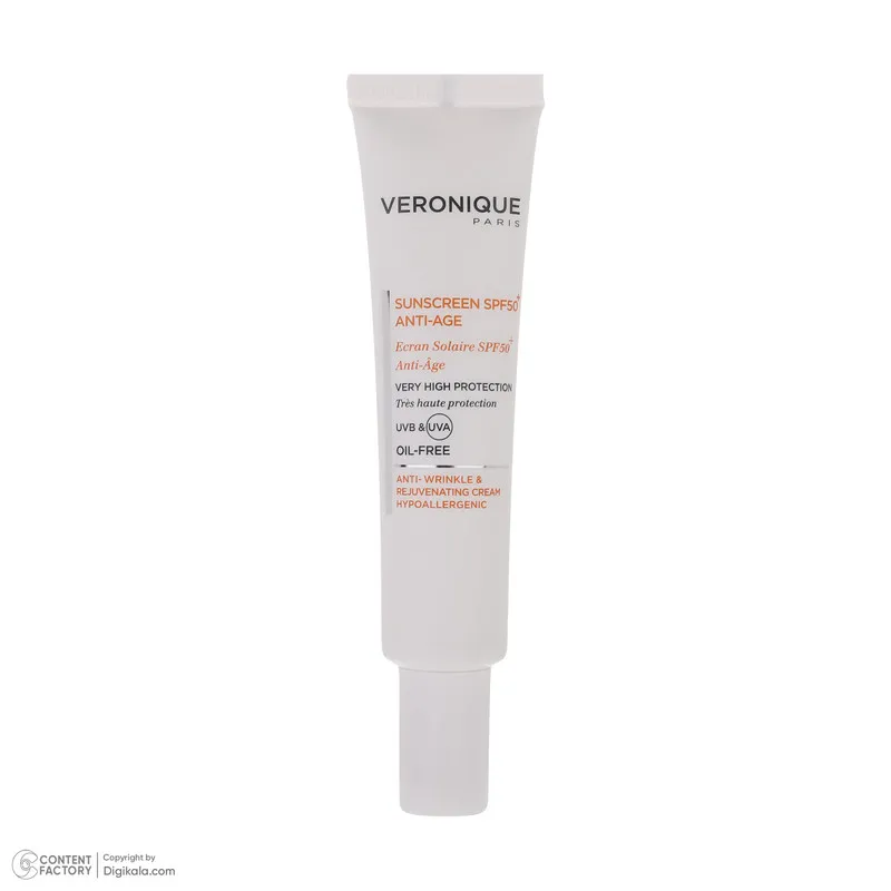 کرم ضد آفتاب بدون رنگ ورونیک SPF50 مدل Anti Age محافظ UVA ،UVB، مناسب پوست چرب حجم 40 میلیلیتر - تصویر 2