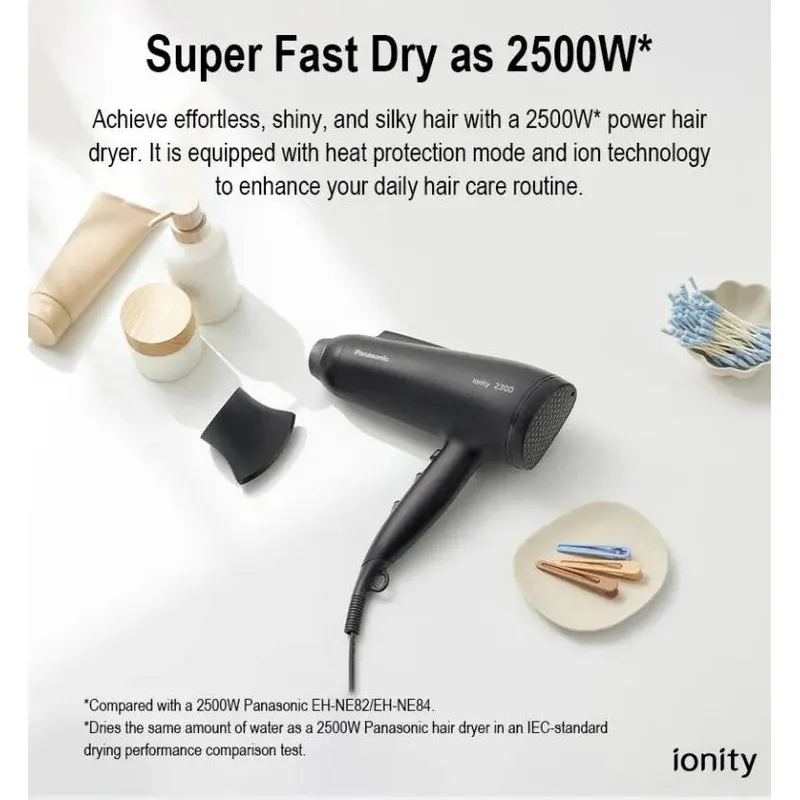 سشوار خانگی 2300 وات پاناسونیک مدل EH-NE85، موتور AC، وزن 460 گرم، دارای سری متمرکزکننده باریک با ویژگی صافکنندگی، با قابلیت فناوری تولید یون - تصویر 6