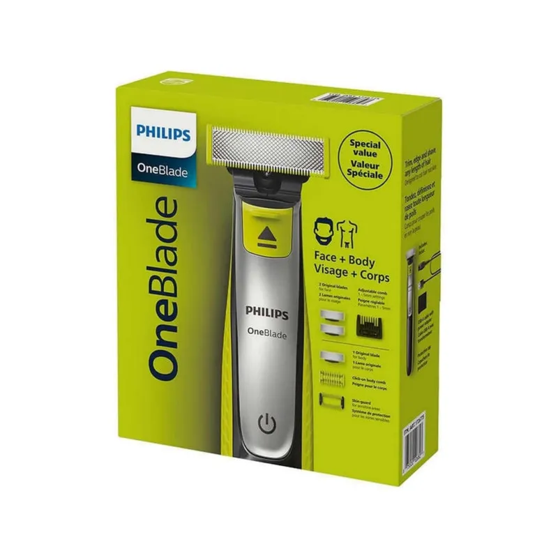 ماشین اصلاح موی صورت و بدن شارژی فیلیپس مدل QP2834/60 با فناوری OneBlade، ضد آب، تیغه استیل ضد زنگ، خط زن و حجم زن، همراه با 2 تیغه یدک، شارژ 240 دقیقه و زمان استفاده 60 دقیقه - تصویر 5