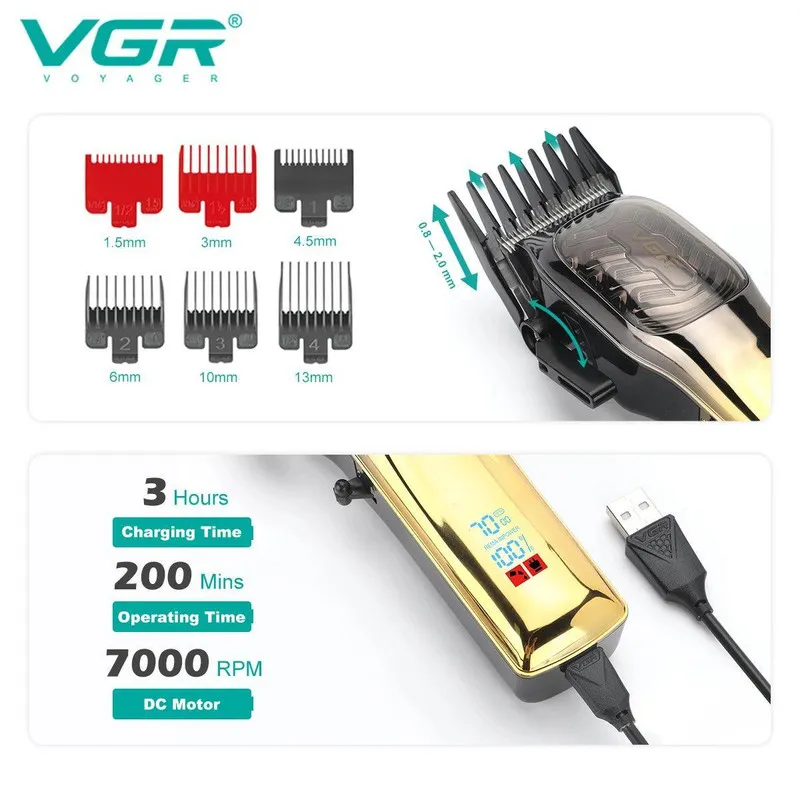 ماشین اصلاح موی سر و صورت شارژی وی جی ار مدل V-654 - تصویر 2