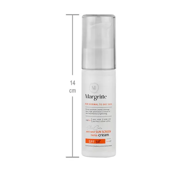 کرم ضد آفتاب رنگی مارگریت SPF 50 مدل01 محافظ UVA ،UVB، روشن کننده مناسب پوست های نرمال تا خشک حجم 50میلی لیتر - تصویر 2
