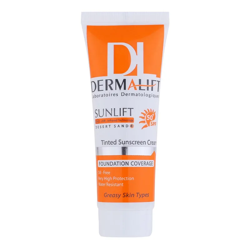 کرم ضد آفتاب رنگی درمالیفت مدل سانلیفت SPF 50 حاوی محافظ UVA و UVBمناسب پوستهای چرب حجم 40 میلیلیتر