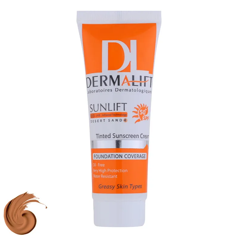 کرم ضد آفتاب رنگی درمالیفت مدل سانلیفت SPF 50 حاوی محافظ UVA و UVBمناسب پوستهای چرب حجم 40 میلیلیتر - تصویر 3