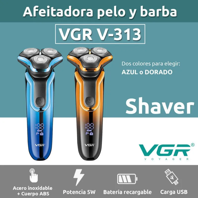 ست ماشین اصلاح موی صورت و بدن شارژی وی جی ار مدل V313 - تصویر 2