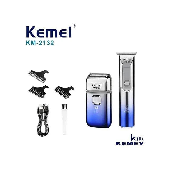 ماشین اصلاح موی سر و صورت شارژی کیمی مدل KM-2132 مجموعه دو عددی - تصویر 2