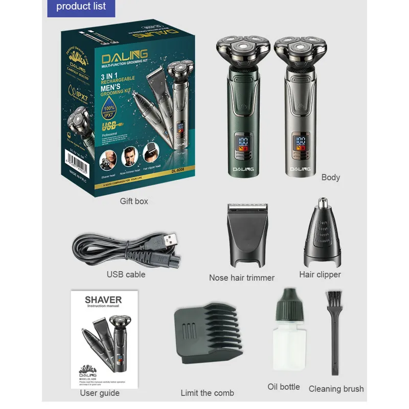 ست ماشین اصلاح موی صورت و بدن شارژی دالینگ مدل dl-9208 - تصویر 4